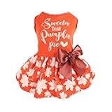 Thanksgiving Sweeter Than Pumpkin Pie Dog Dress 100% Cotton Puppy Costumes Pet Clothes Holiday Girl One-Piece Doggy Outfits Tank Top Vest Dresses Cat Apparel Orange XXS
