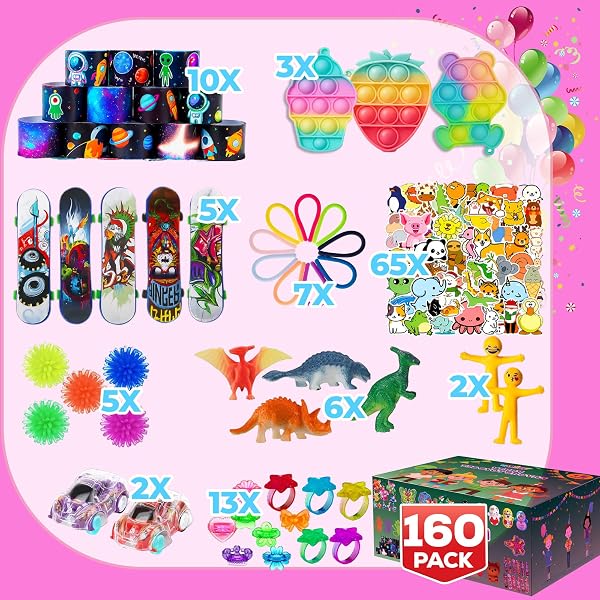 TwCare 160 Pcs Fidget Toys Party Favors Pack, Randomly Selected Pop Sensory Set Gifts Stickers for Kids Adults Boy Girl Stocking Stuffers Autistic Bulk Goodie Bag Filler Treasure Box Classroom Prizes School in use
