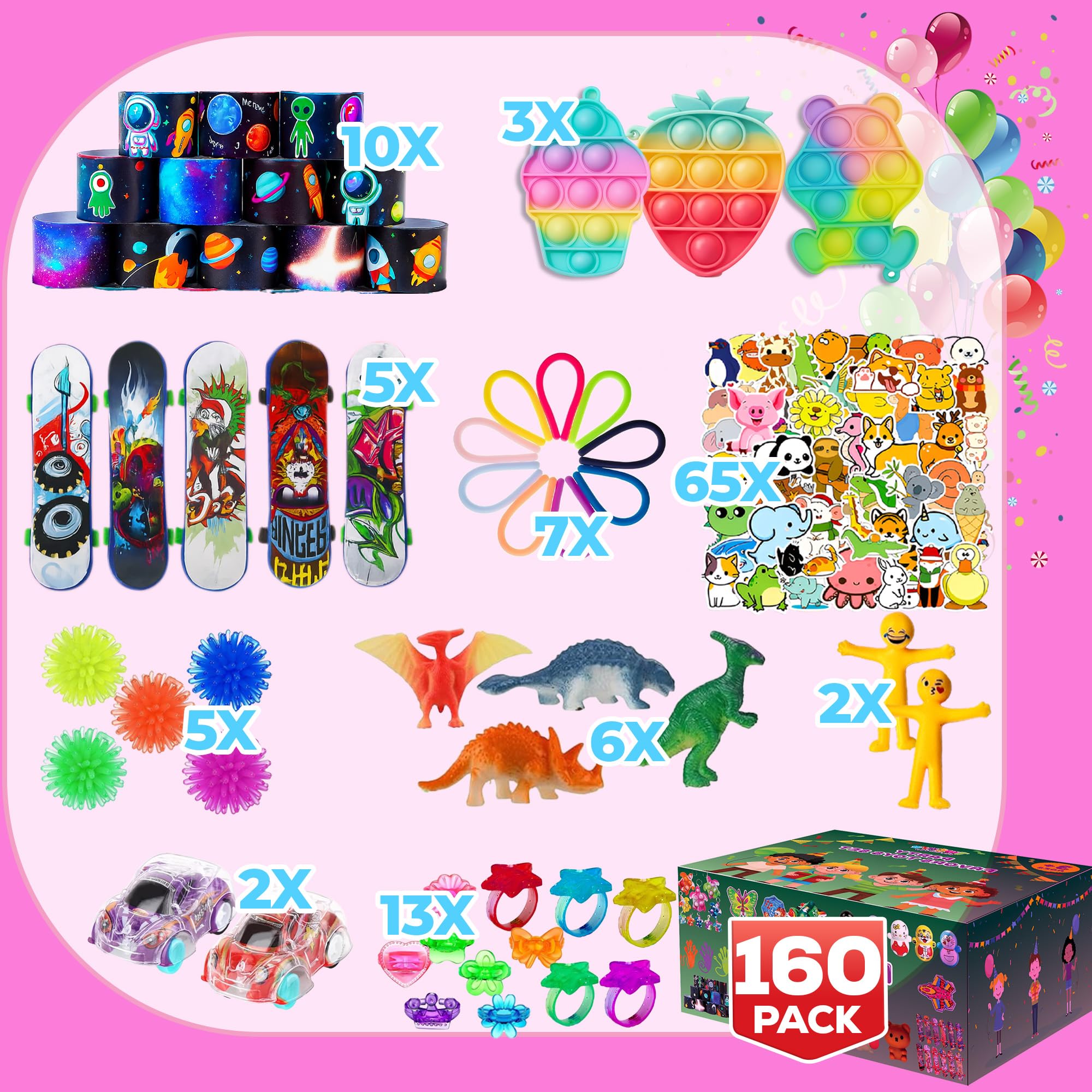 TwCare 160 Pcs Fidget Toys Party Favors Pack, Randomly Selected Pop Sensory Set Gifts Stickers for Kids Adults Boy Girl Stocking Stuffers Autistic Bulk Goodie Bag Filler Treasure Box Classroom Prizes School in use