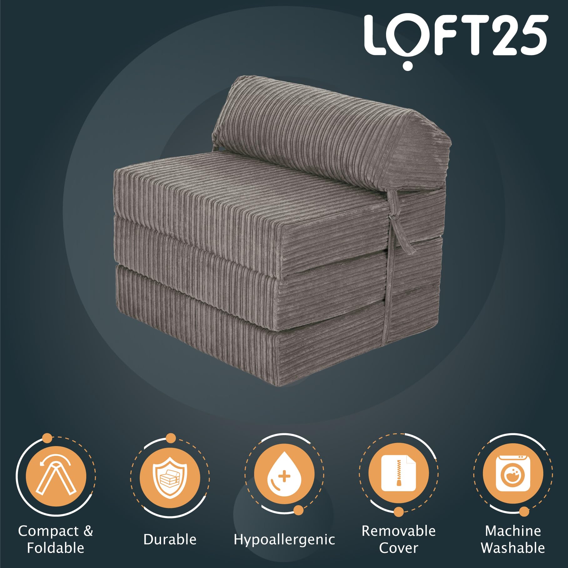 Natalia Spzoo Opvouwbare matras logeermatras met hoofdeinde 200 x 70 x 10 cm (Grijs 1008