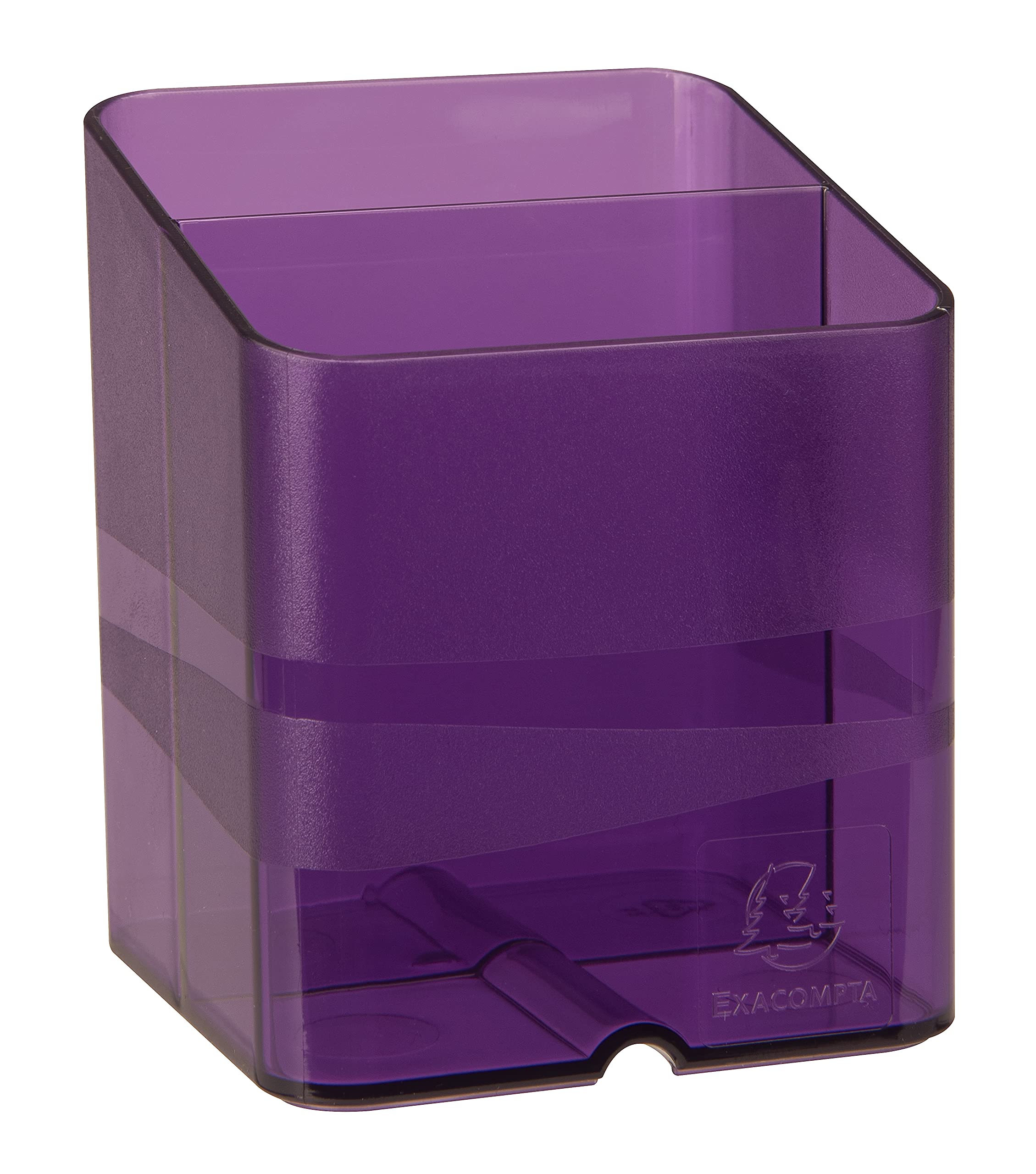 Exacompta - Réf. 67719D - carton de 10 Pots à crayons PEN-CUBE Chromaline - Avec 2 compartiments de taille et de hauteur différentes - Dimensions 7,4x7,4x9,3 cm- Couleur violet translucide