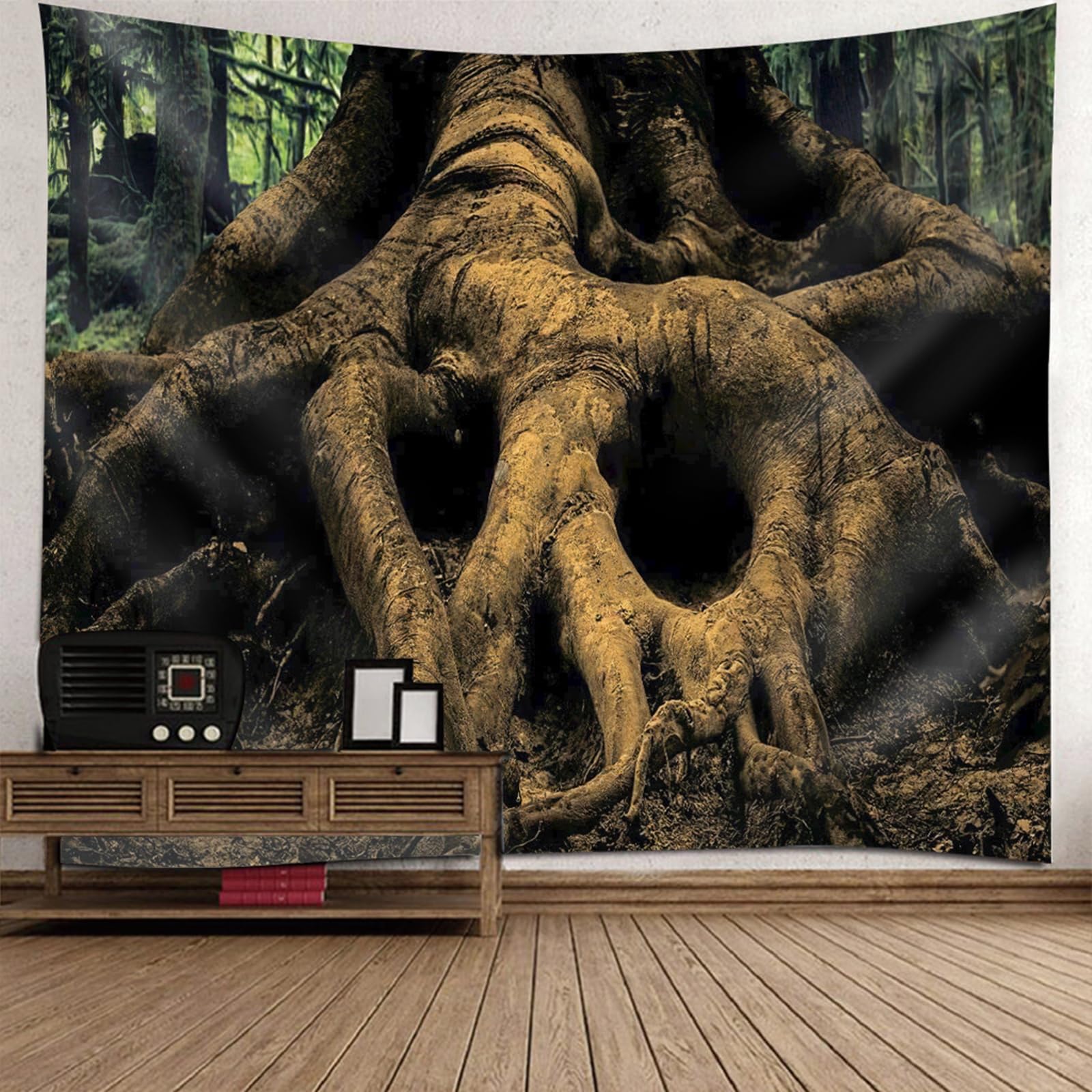 Tenture tissu nature pour masquer mur abîmé grand format déco