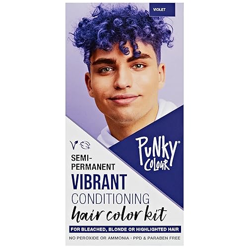 Punky Kit de caja de color violeta - Para cabello decolorado, rubio o resaltado, tinte para el cabello no dañino, vegano, libre de PPD y parabenos,