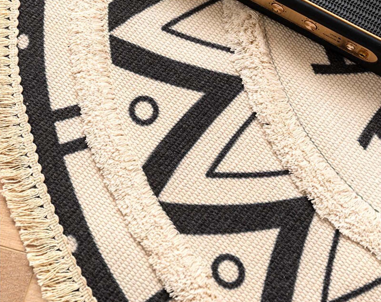 Duże okrągłe dywaniki Czeski dywan Chic Mandala Dywan Drukowany frędzel Bawełniana tkana mata podłogowa do sypialni Salon Można prać w pralce, 90 cm / 35,43 cala needed