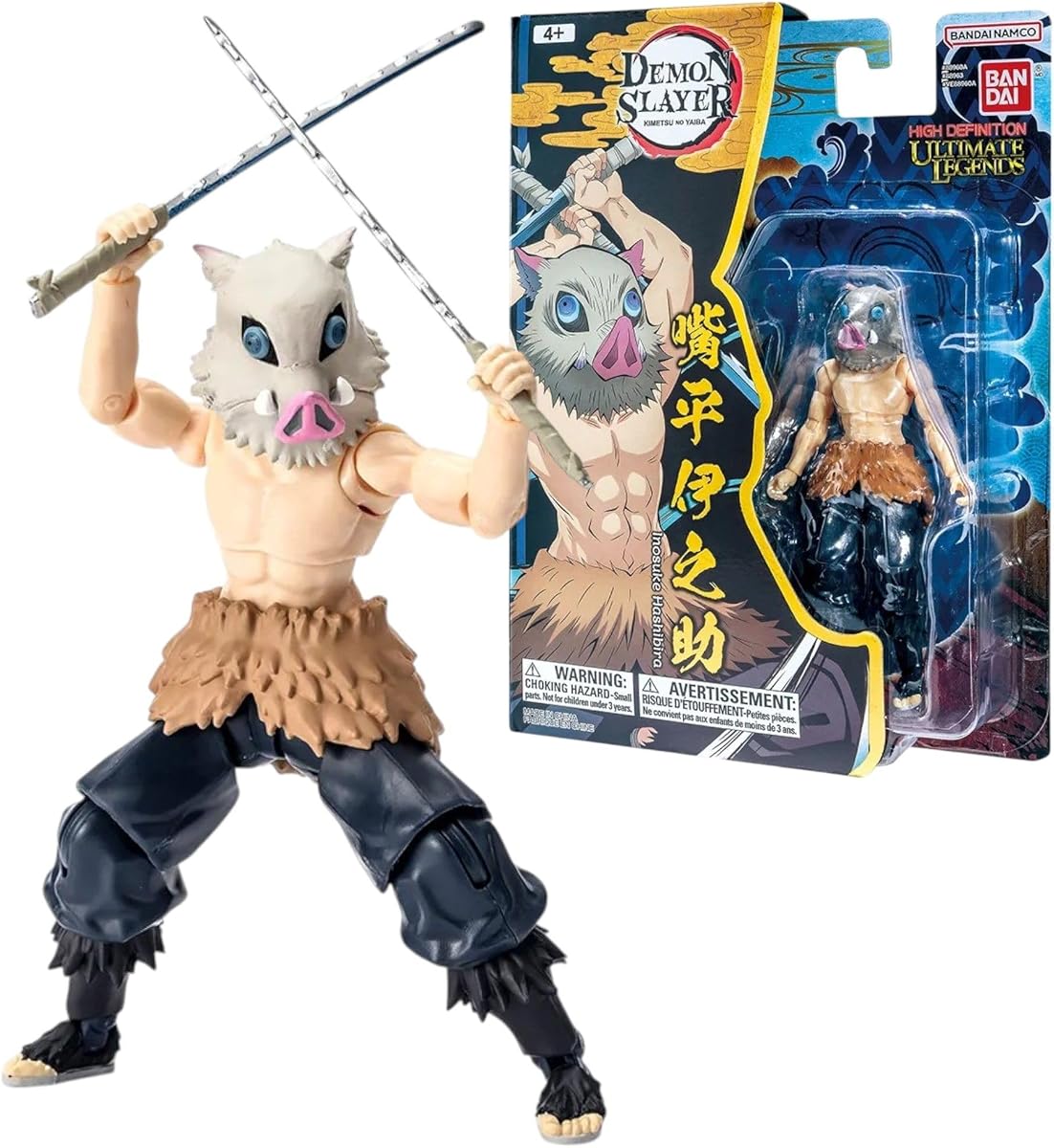 BANDAI Ultimate Legends Inosuke Hashibira Action Figure | 12.5cm Inosuke Anime Figure with 27 Points of Articulation and Accessories | Gift Collectable Demon Slayer Anime and Manga Merch Figures