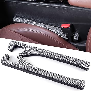 Briwill Bling Car Seat Gap Filler, 2 Pack Universal Fit for Car SUV Truck Handmade Crystal Rhinestone Diamond Car Gap Filler Bling Car Accessories for WomenSilver