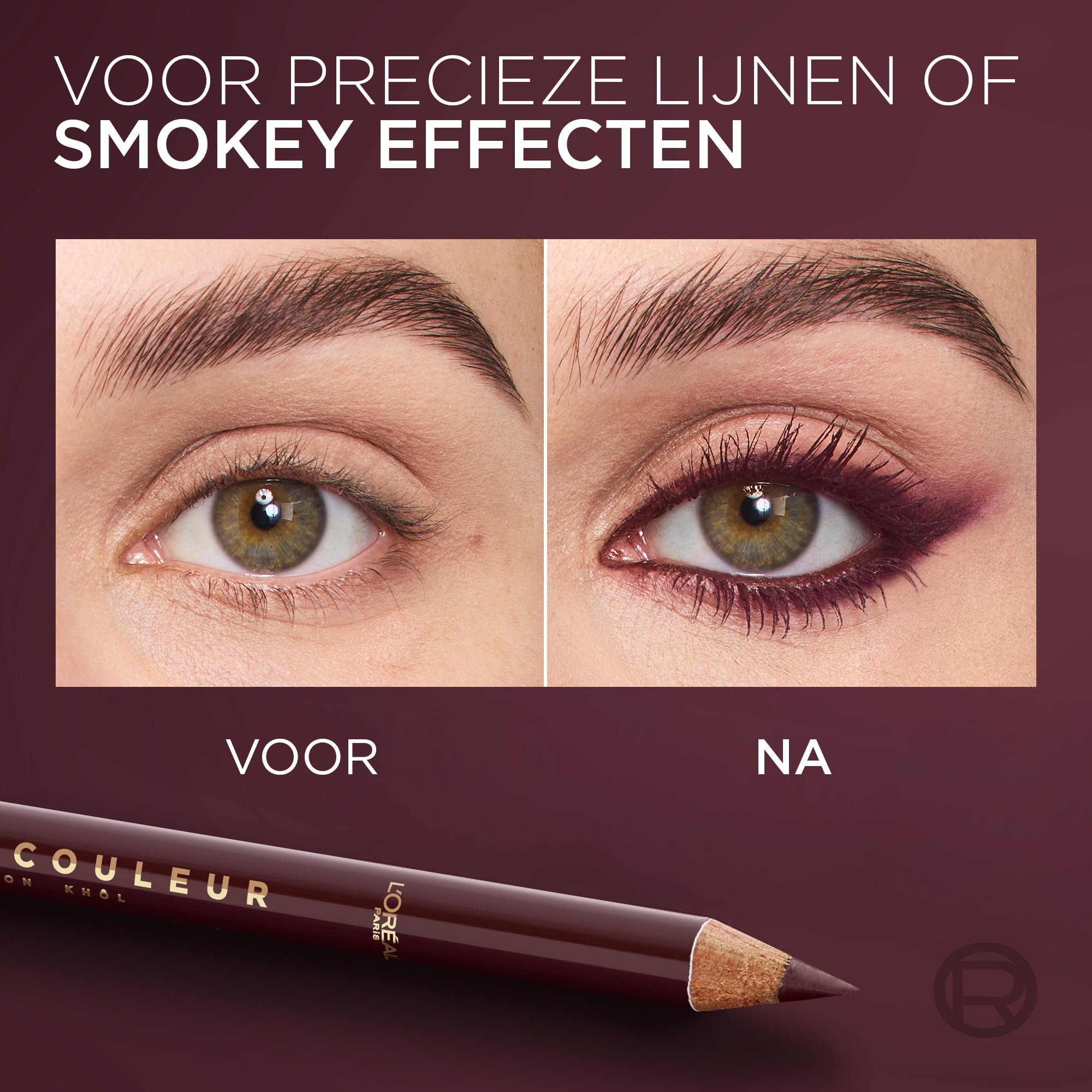 L'Oréal Paris Haute Couleur Crayon Khol Eyeliner Bordeaux Cashmere, intensywny kolor i definicja, kremowa konsystencja z masłem shea