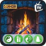 4K 暖炉メロディーズTV - ライブ天気パネルでパチパチと音を立てる暖炉の炎