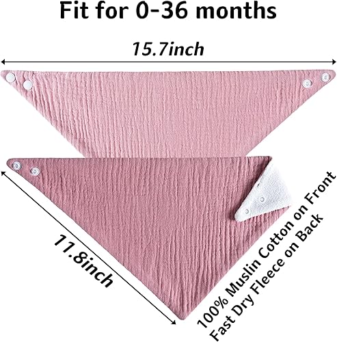 Miniatura 6 de Baberos de muselina para bebé, baberos de bandana para babeo para bebés niñas y niños, recién nacidos, niños pequeños, babeo y dentición