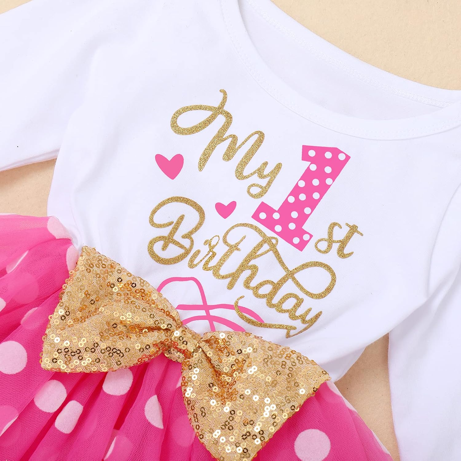 Baby Girl 1st 2nd 3rd Birthday Outfit Mouse Dress Polka Dots Tutu Skirt Cake Smash Long Sleeve Clothes for Photo Shoot