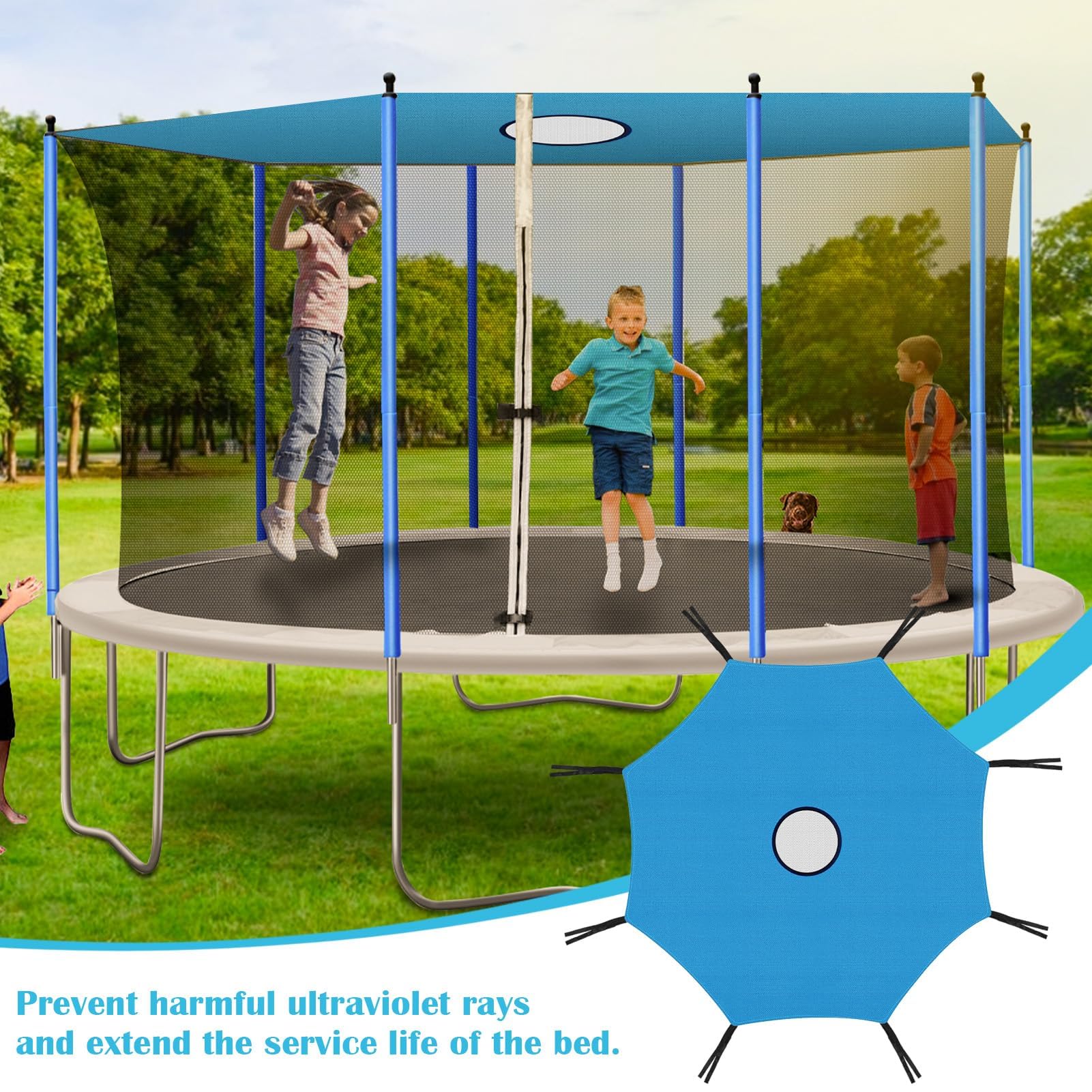MeYuxg Trampolin Überdachung Abdeckung, 6/8 Stangen Oxford-Stoff Trampolin-Sonnenschutz,UV-Beständige Trampolin Zubehör, für Innenhof, Spielplatz,Outdoor