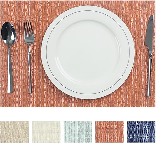 Miniatura 32 de AHHFSMEI - Juego de 8 manteles individuales para mesa de comedor, manteles de vinilo tejido de plástico, antideslizantes, con aislamiento térmico,