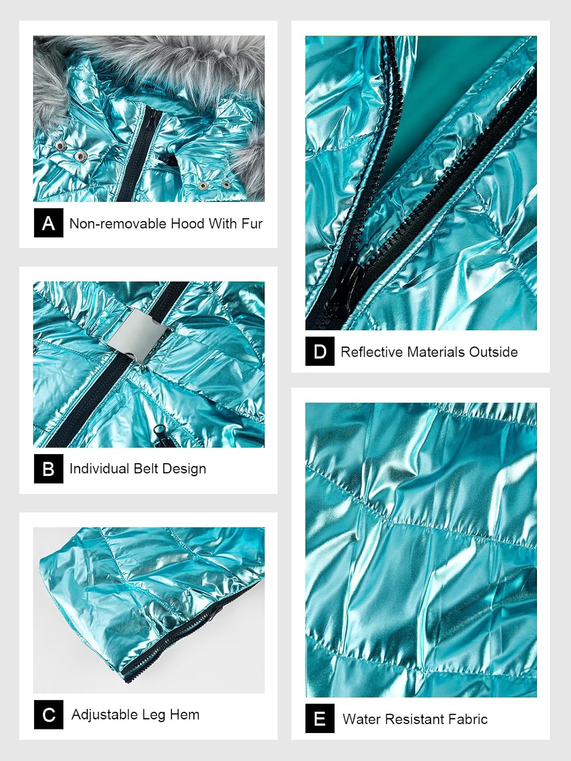 Aurgelmir Womens Winter Ski Suit Fur Collar Coat Windproof Waterproof Warm Ski Jumpsuit Snowsuits - Image 5