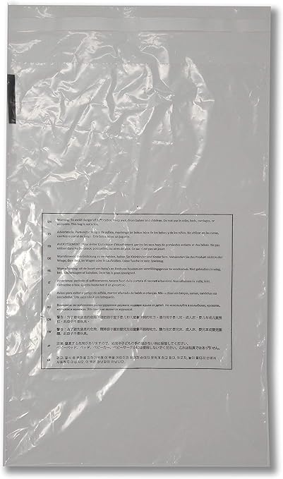 1000 7.5x10.5 Self Seal Suffocation Warning Clear Poly Bags