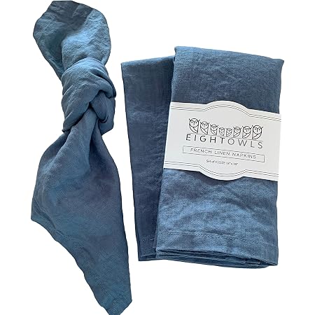 Stonewashed Leinenservietten – 4er-Set Aus Französischem Flachs, 50,8x50,8 Cm, Mit Gehrungsecken