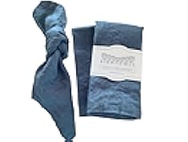 Linen Napkins –100% French Flax – Stonewashed Pure Linen Cloth Napkins - Size 18 Inch x 18 Inch – Set of 4 (Soft Teal Blue)