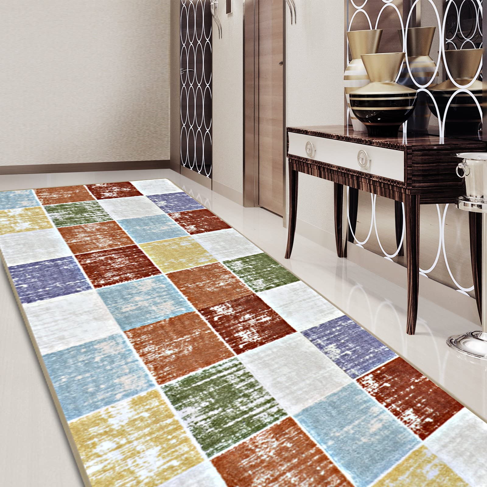 Tapis de sol sur mesure Capera | Tapis de salon moderne pour couloir, cuisine, chambre à coucher | vendu au mètre | Plusieurs tailles | antidérapant, robuste et facile d'entretien (80 x 300 cm)