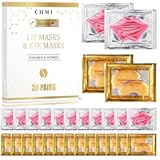 CHMI 30 Pairs Lip Masks & Eye Masks - 24K Gold Eye Patches for Puffy Eyes, Dark Circles, EyeBags and Wrinkles, Collagen Skin Care Products, Beauty & Personal Care.