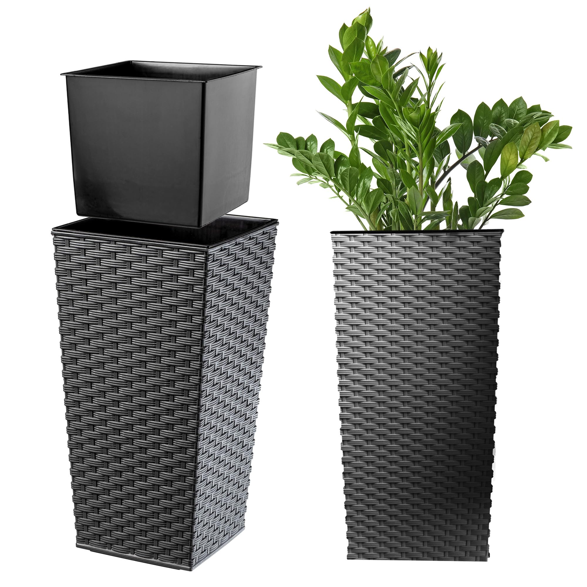 KADAX Macetero Alto de Diseño Moderno para Plantas de Interior y Exterior, Maceta Grande de Plástico, Jardinera Alta (Crema, Texturizado, 68 cm) — view 21