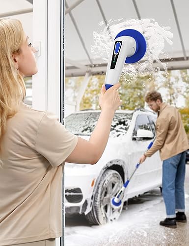 Miniatura 2 de Limpiador eléctrico giratorio, cepillo de limpieza de baño inalámbrico para el hogar, 420PRM limpiador de ducha con 8 cabezales reemplazables, 3