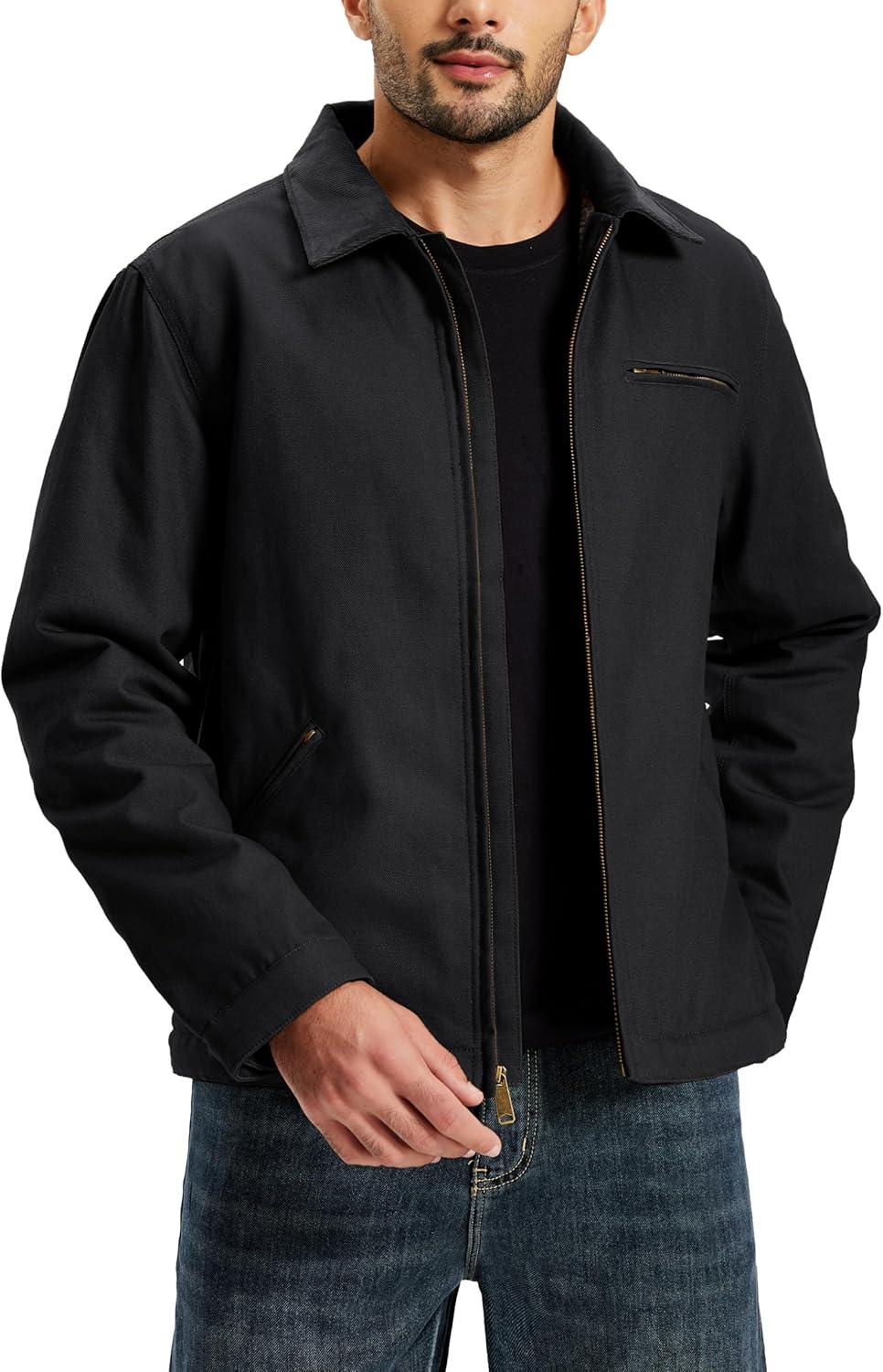 TACVASEN Mens Work Jackets Construction Duck Canvas Jacket Fleece Lined Sherpa Waterproof Warm Winter Heavy Coats - Image 2