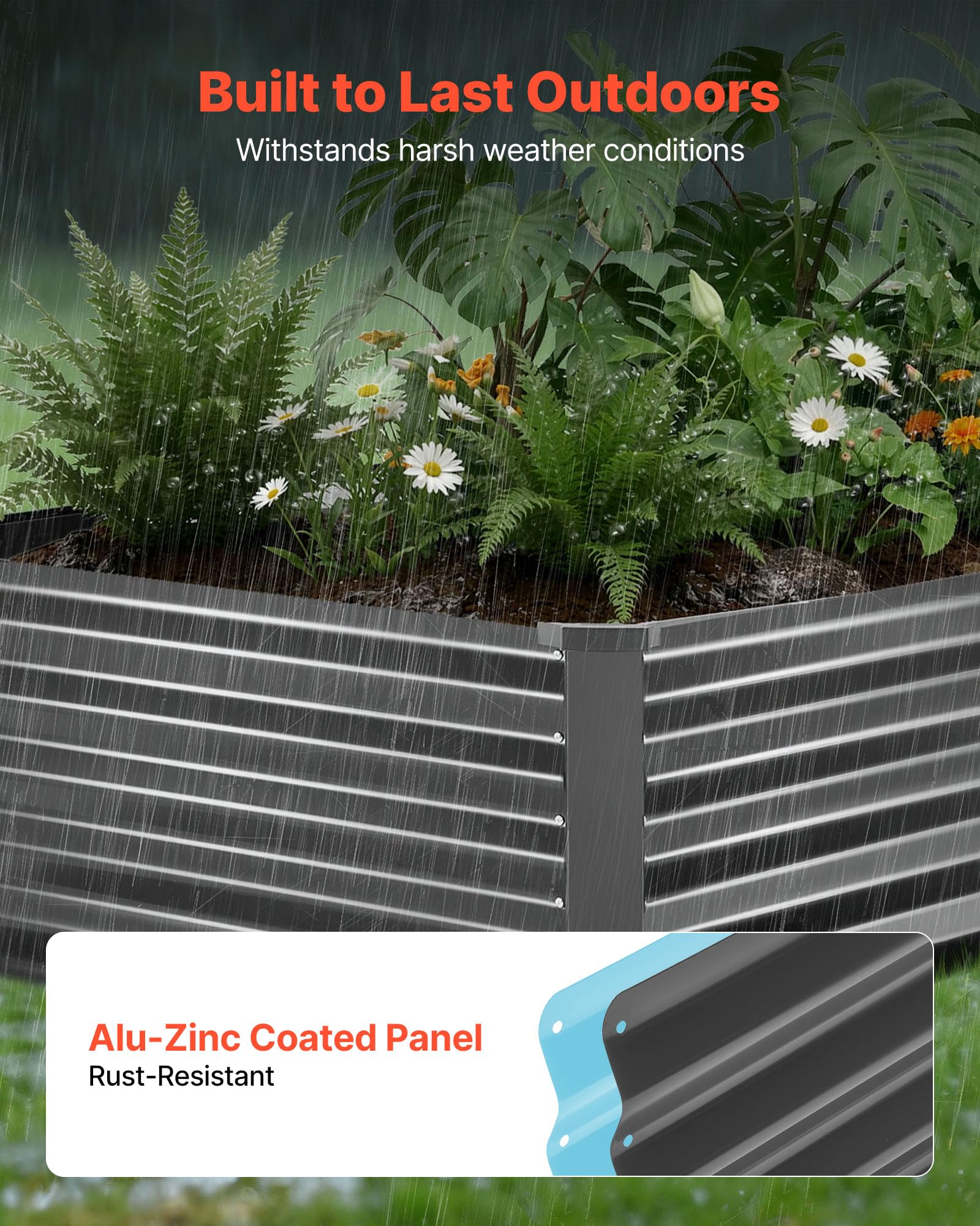 VEVOR 2 szt. Ocynkowana metalowa podwyższona donica 2030 x 1020 x 460 mm, rabat ogrodniczy prostokątny metalowy stojak na kwiaty rośliny warzywne ogród ogród warzywny