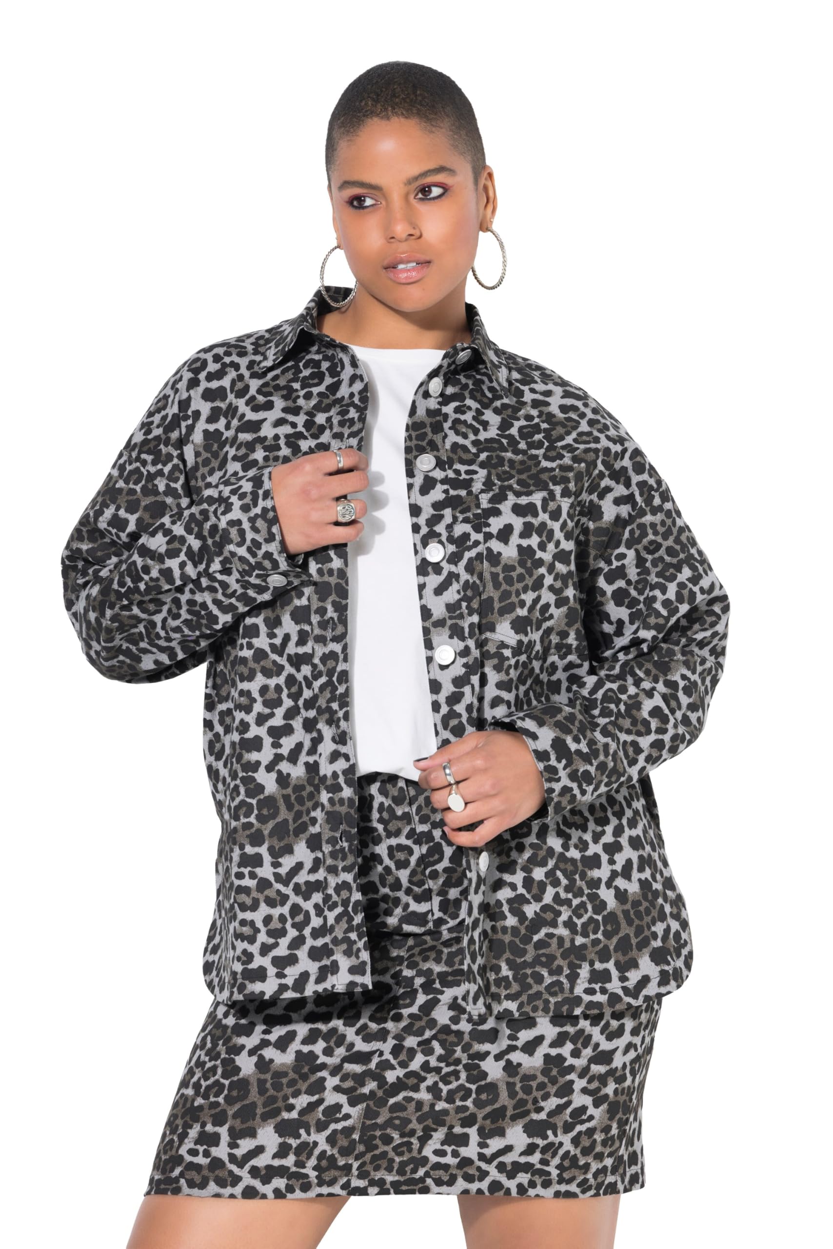 Studio Untold Damen große Größen Übergrößen Plus Size Jeanshemd, Oversized, Leo 843622