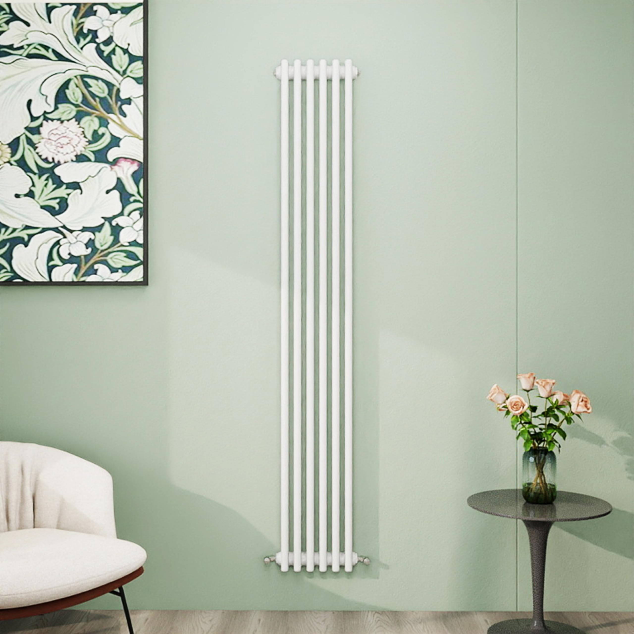 Simple Bathroom Column Radiators White 1800×290mm Vertical Triple Traditional Cast Iron Style Interior Designer Radiator