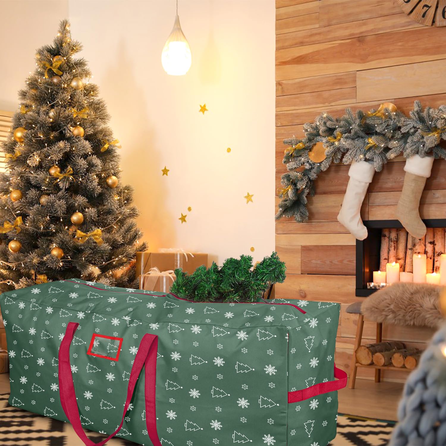 YiYa Borsa per Albero di Natale scatola per albero di natale per Albero di Natale Impermeabile Custodia Albero di Natale 600D Borsa per Conservazione di Alberi Natale Artificiali（verde）