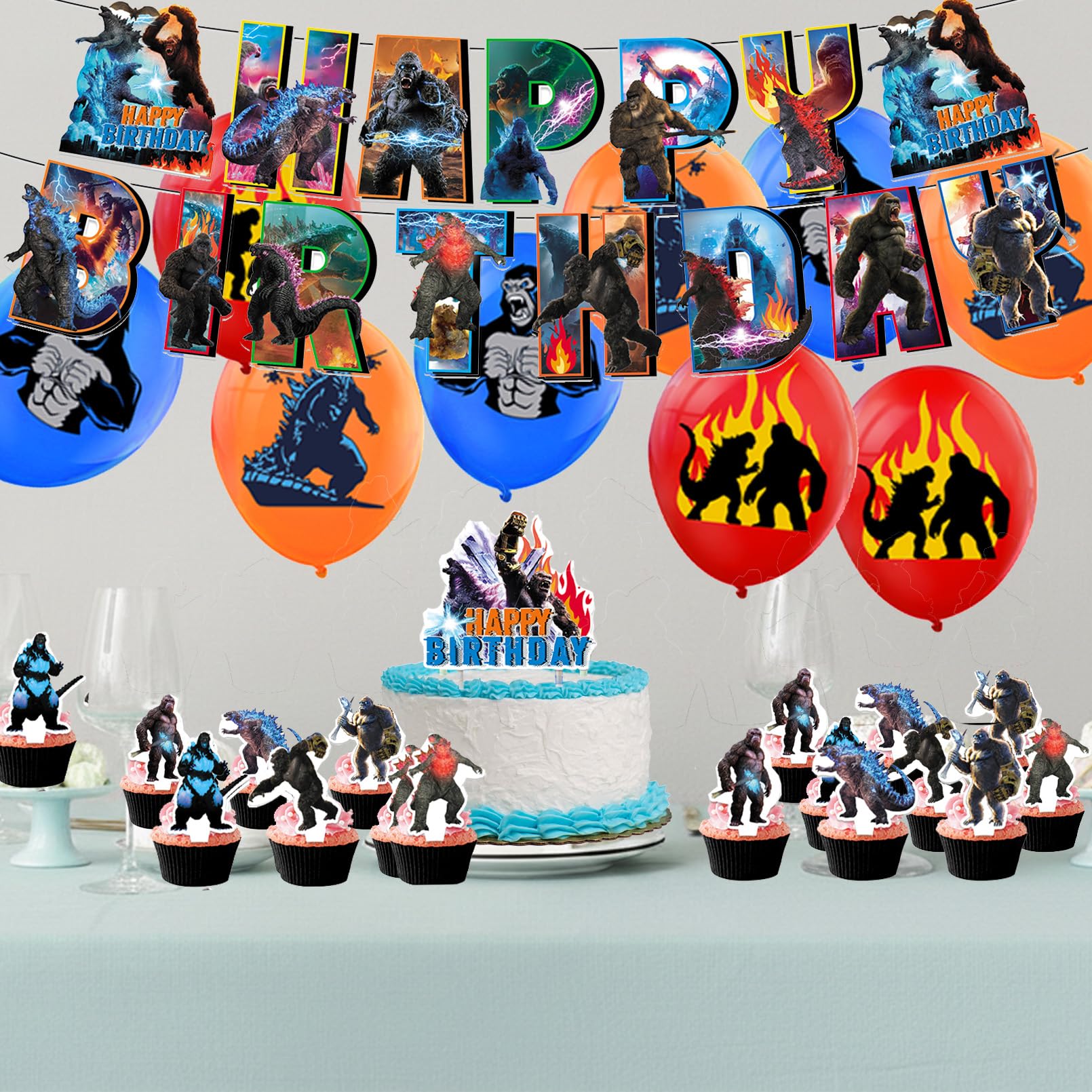 Decorazioni per Festa di Compleanno a Tema Godzilla e Re dei