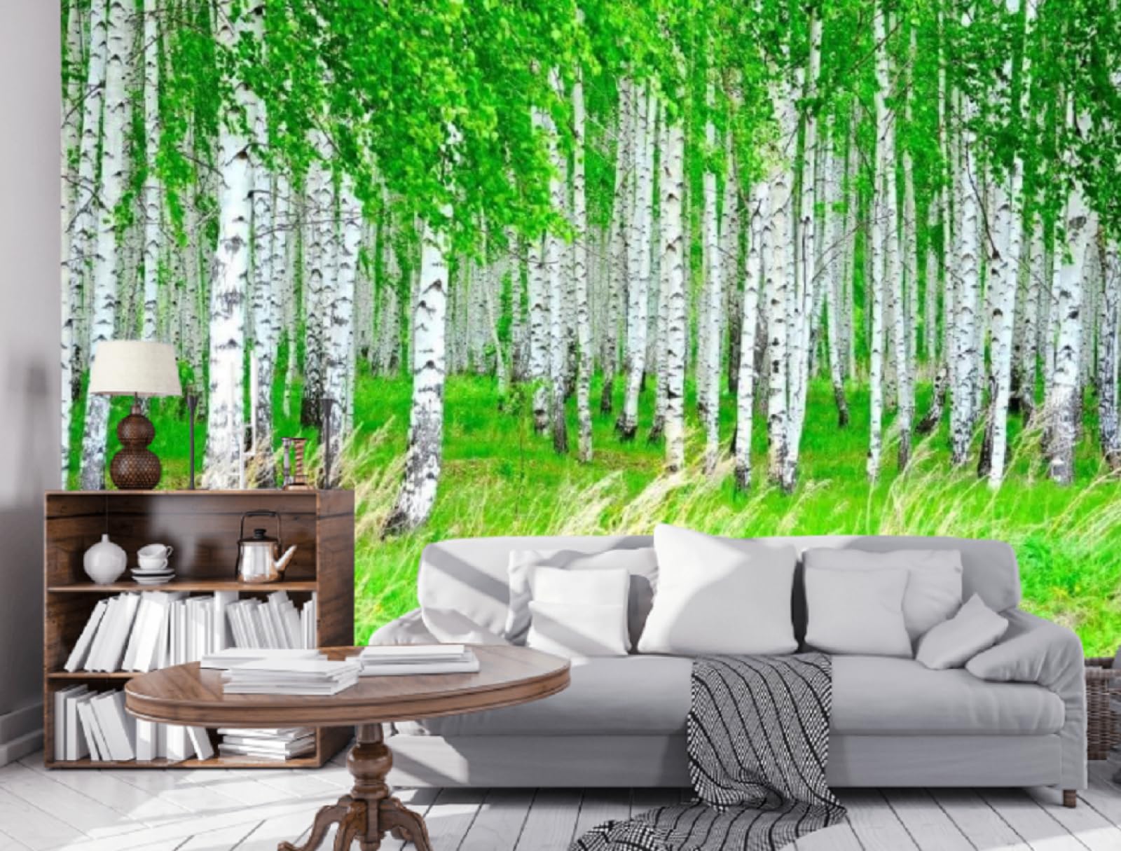 Art mural papier peint 3D paysage naturel de bois pour une décoration d'intérieur raffinée