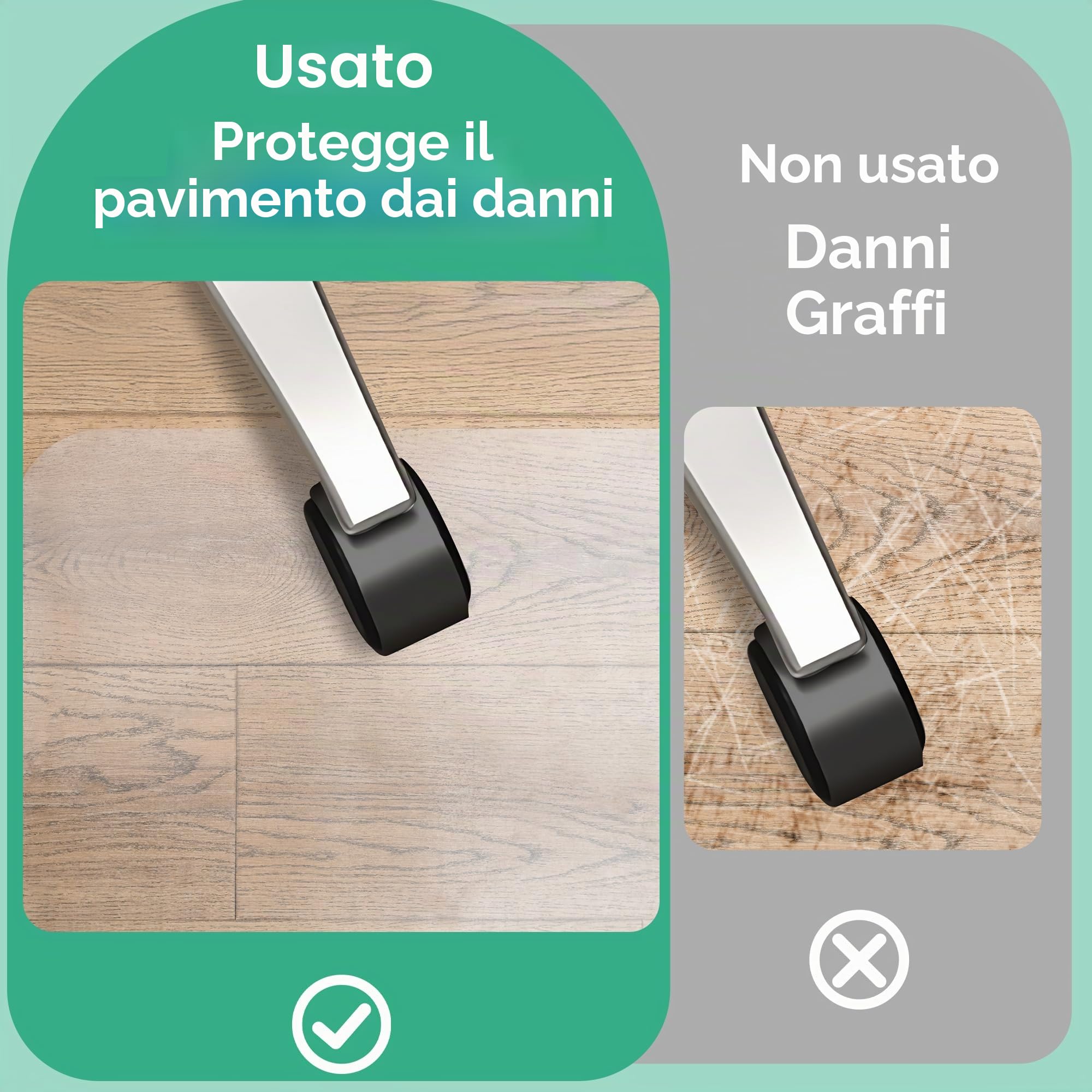 NATRKE Tappetino per sedia per protezione di pavimenti duri trasparente PVC in legno di protezione per pavimenti per ufficio a casa (92 x 122 cm)
