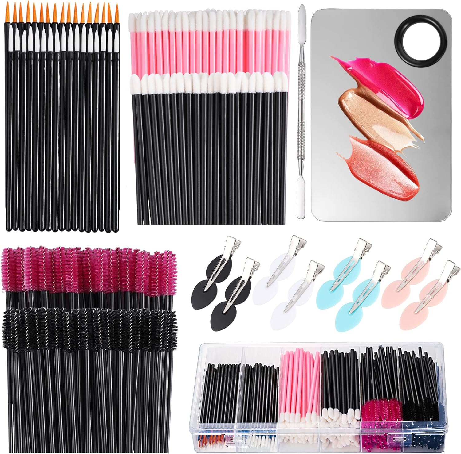 Disposable Makeup Applicators Kit with Mixing Palette Lip Goss