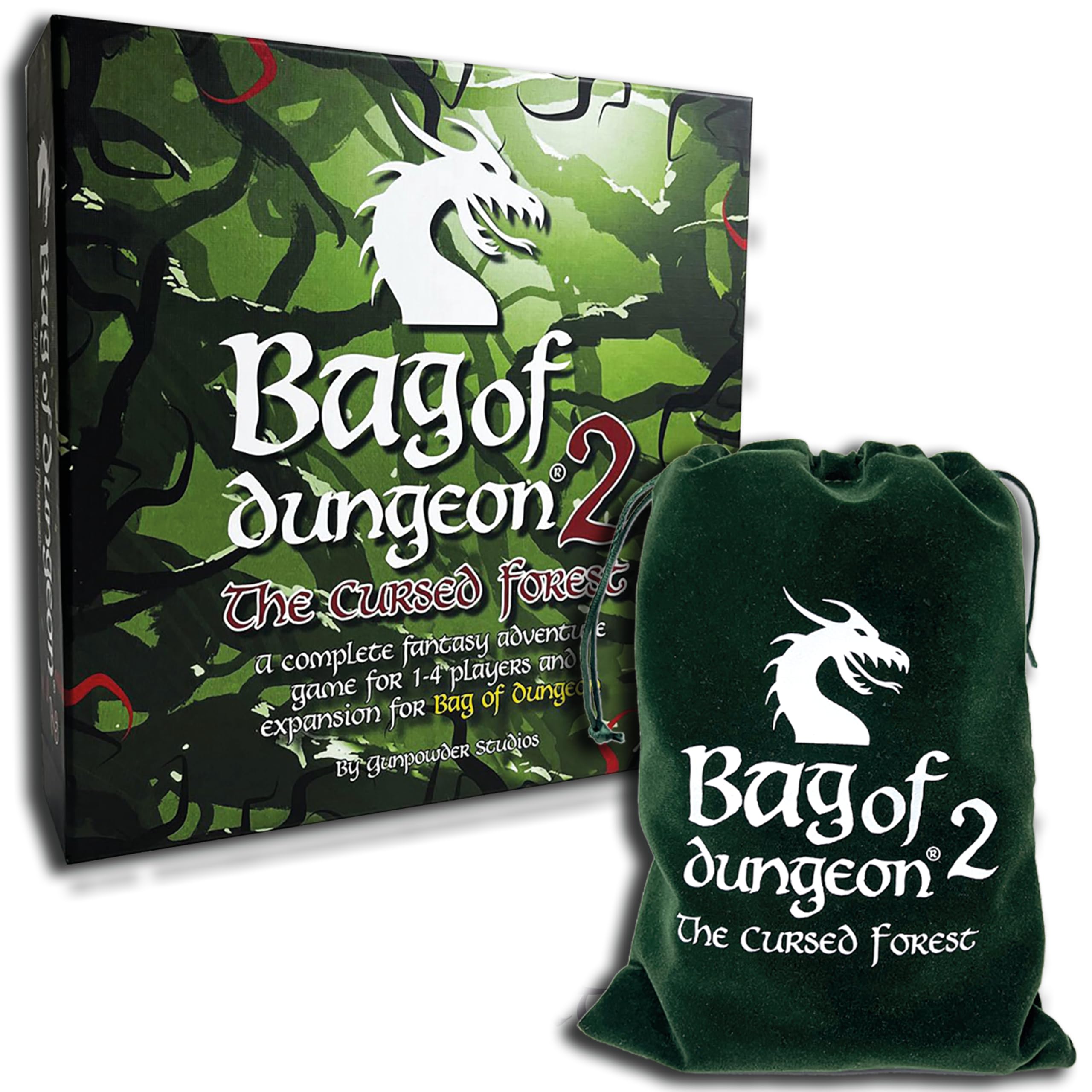 Bag of Dungeon 2: The Cursed Forest | Fantasy Adventure Board Game – Standalone or Expansion | Portable Dungeon Crawler RPG | 1–4 Players | Ages 7+ | Family & Solo Play | Dragon-Themed Tile Game