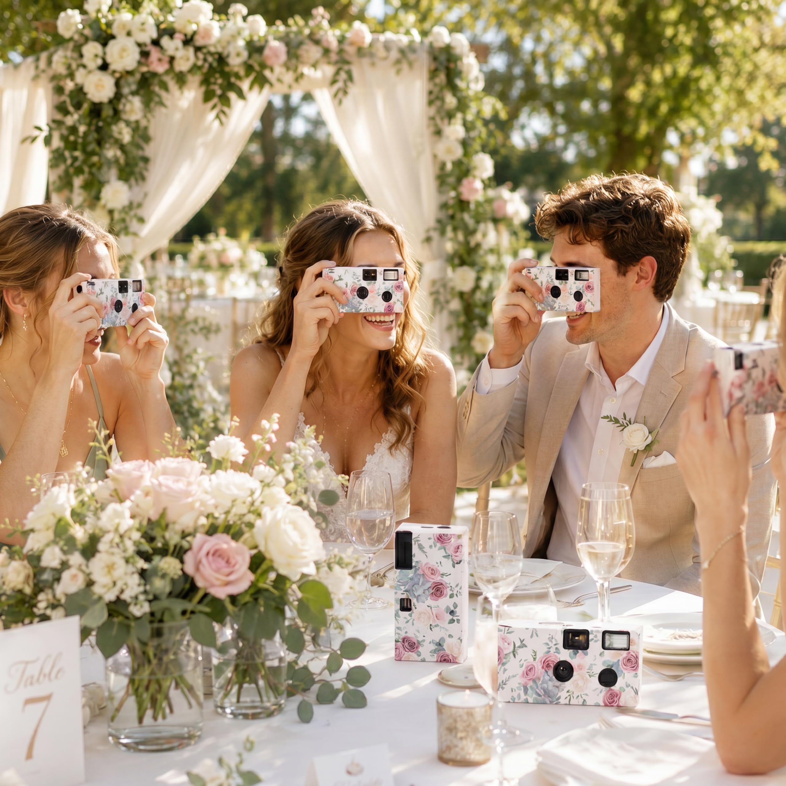 Zhengmy Lot de 4 appareils photo jetables pour mariage, film couleur vive