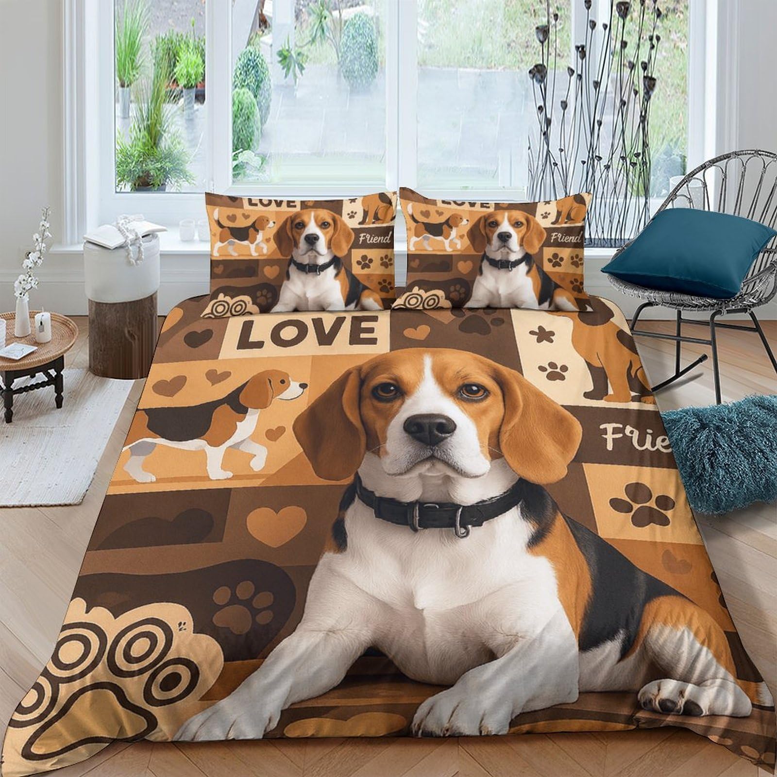 Ctjqhvkz Style-7 3D Printed Beagle Dog Fitted Sheet Microfiber Soft Animal Pattern Bed Cover For Bedroom Dorm Room Decor Single（135X200cm）