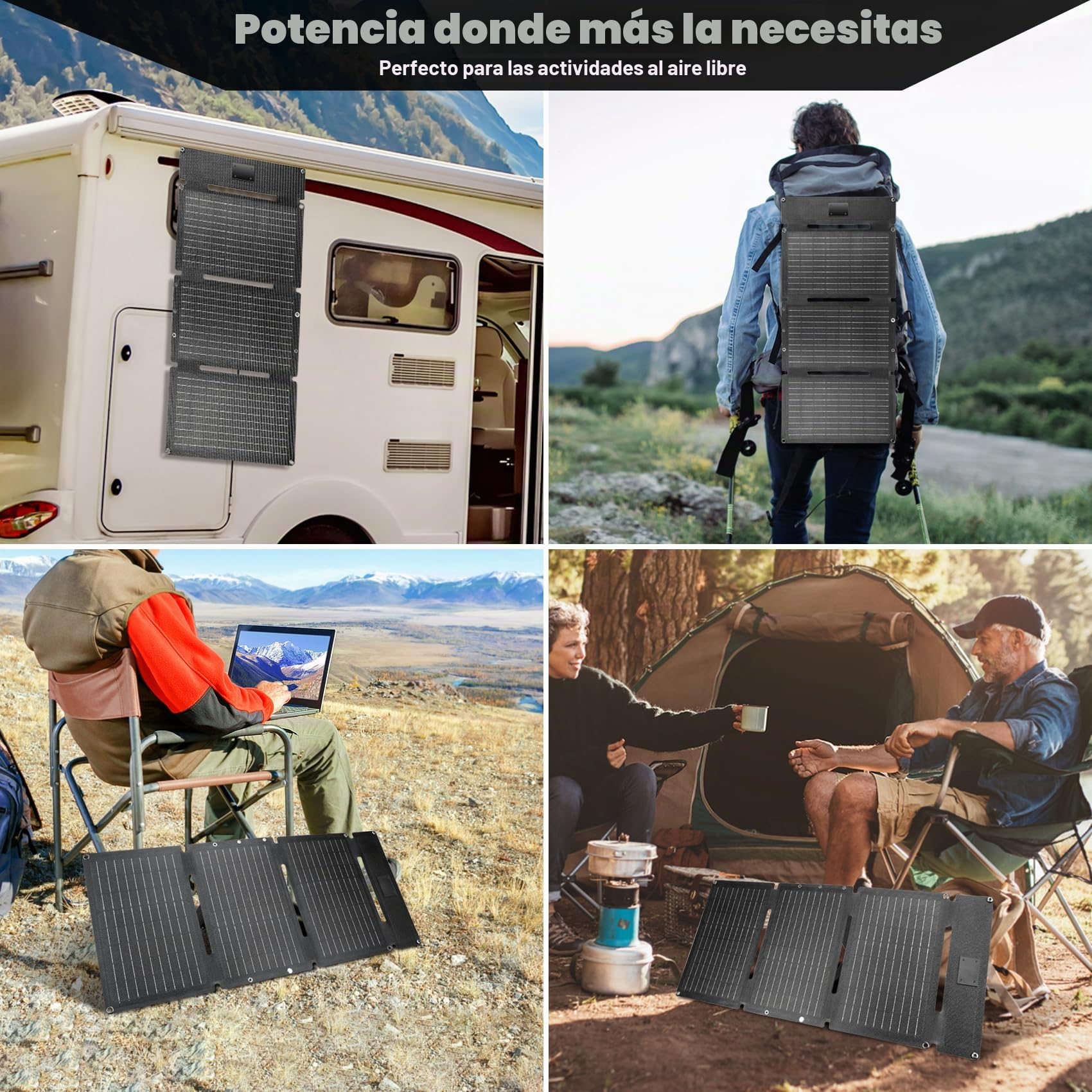 30W Panel Solar Plegable Cargador con Puerto USB-C y USB-A