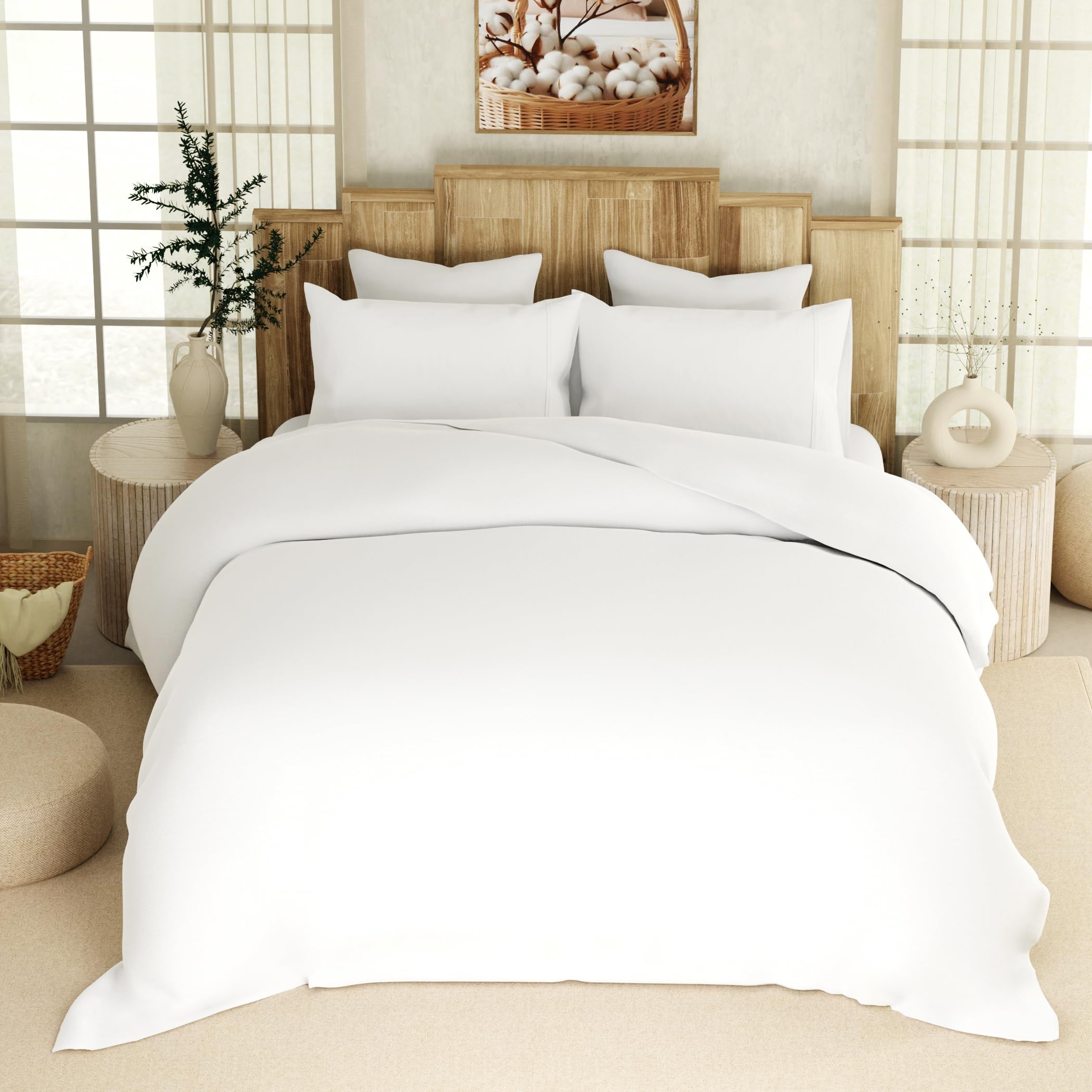 Purity Home Organic 100% Cotton Double Duvet Cover Set White 200x200 cm, 3 Pieces Double Bed Quilt Cover, Lightweight & Breathable, Soft Comfort, Secure Hidden Button Closure, Cotton Bedding DoubleOEKO-TEX STANDARD 100
