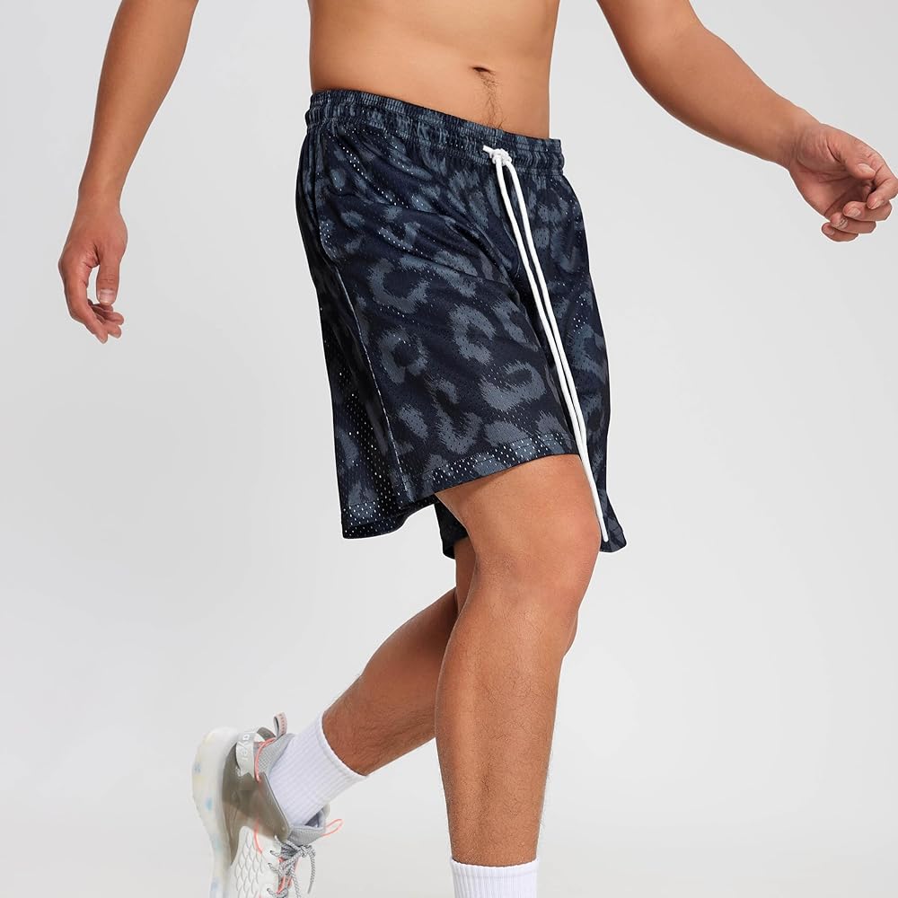 【ニック】LEOPARD PATTERNED SWEAT SHORTS CENTUKE Abstract Light Blue Cheetah Leopard Skin Animal