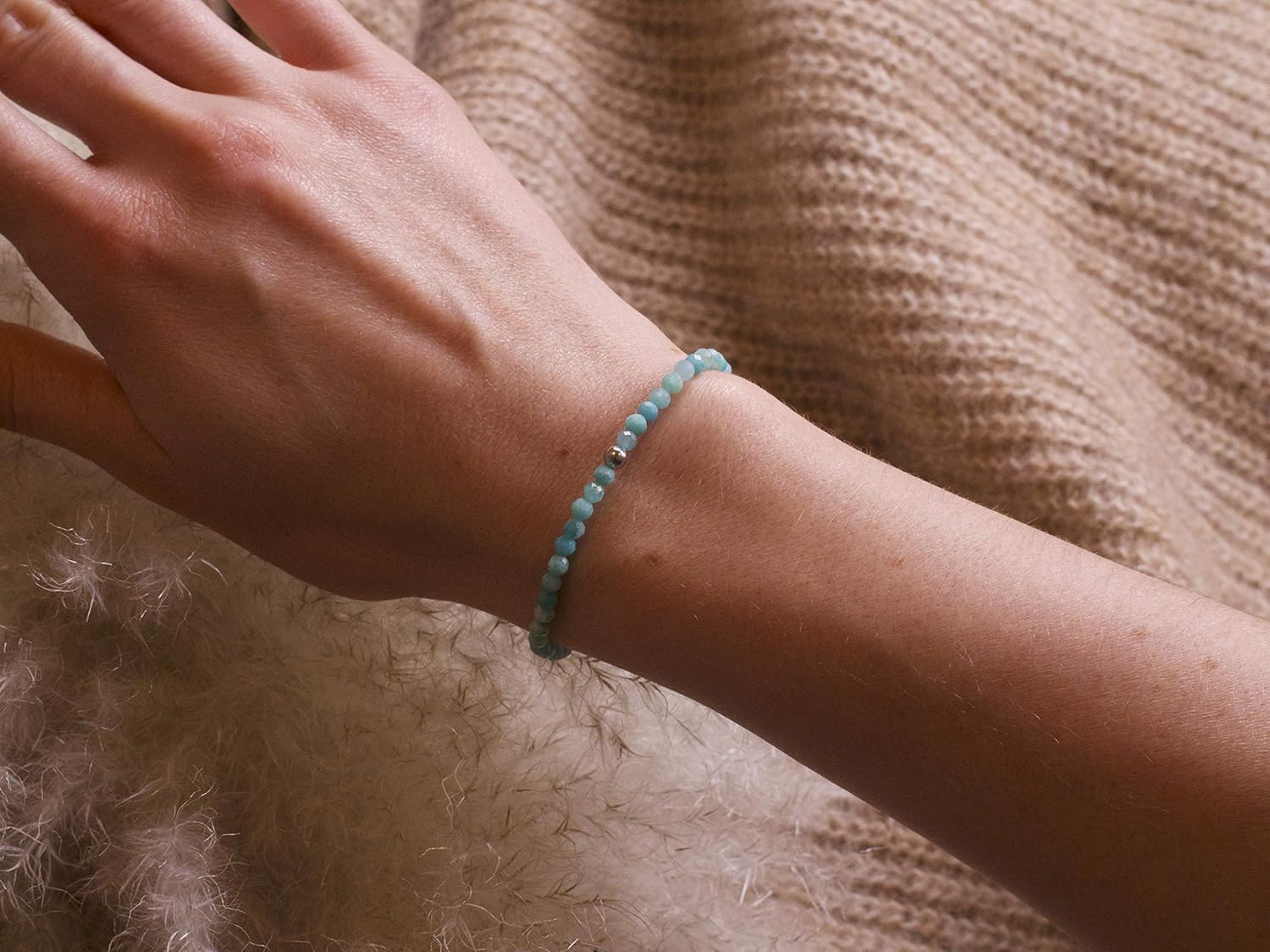 BERGERLIN Real natural stone bracelet - Tested and certified in Germany - Genuine bracelets with 925 Sterling silver pearl and faceted pearls - Image 3