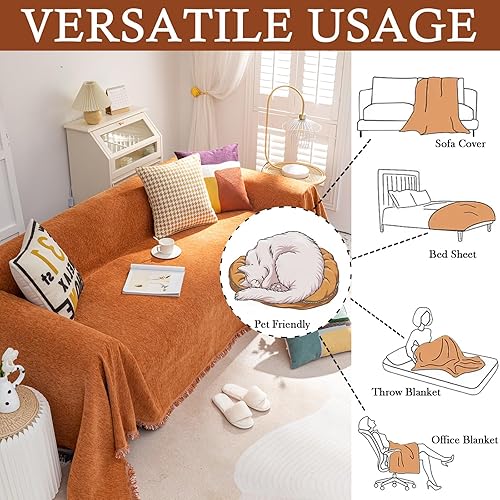 Miniatura 236 de HANDONTIME fundas de sofá beige para sofá, fundas boho de jacquard y corduroy para perros, funda de sofá de felpilla para perros, protector suave