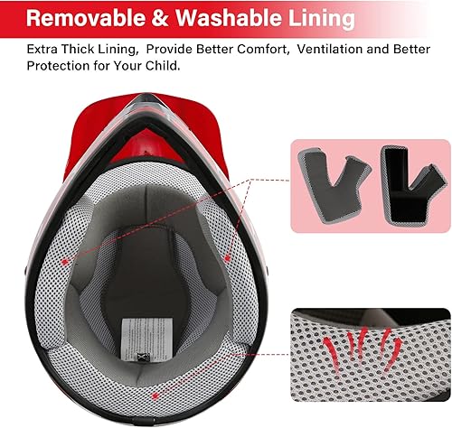 Miniatura 3 de XFMT - Casco DOT, para niños, de Motocross, calle, bicicleta de cross, gafas, guantes, cuatrimoto, casco Mx