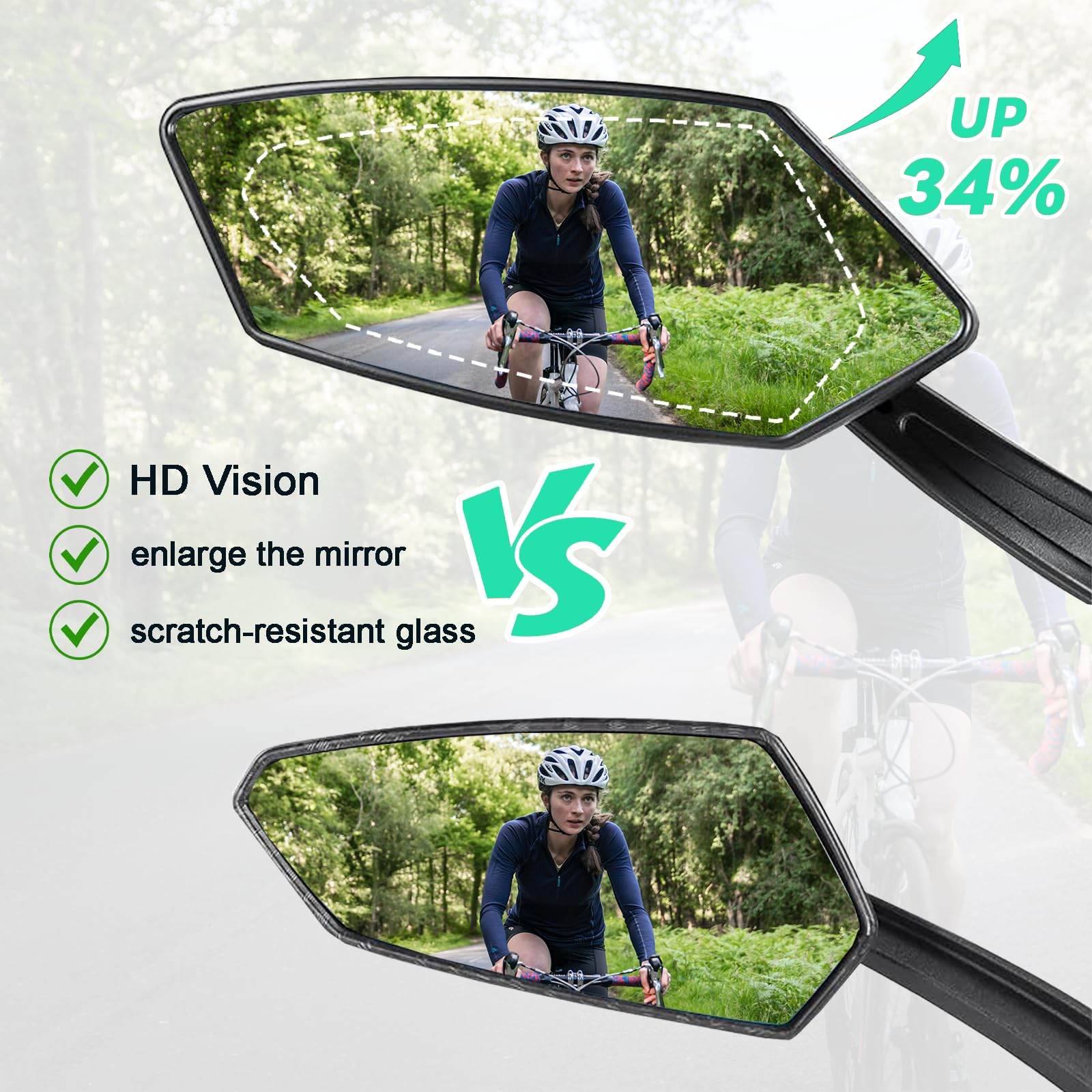 Bike Mirror 1 Pair Adjustable and Rotatable Handlebar Mirror HD Blast-Resistant Bicycle Mirror