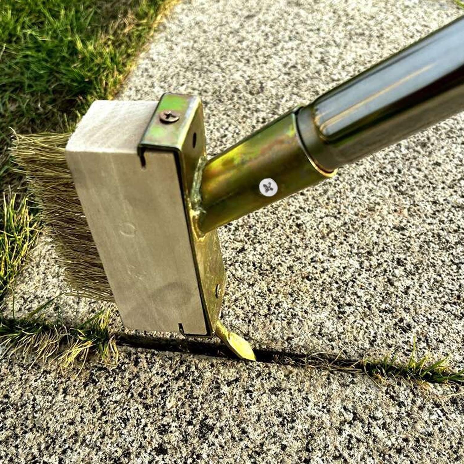 Ensemble d'outils de désherbage 2 en 1 avec Manche réglable de 63 Pouces de Long, Brosse de désherbage en Acier Inoxydable et kit d'outils à Crochet pour Patio, allée, Trottoir