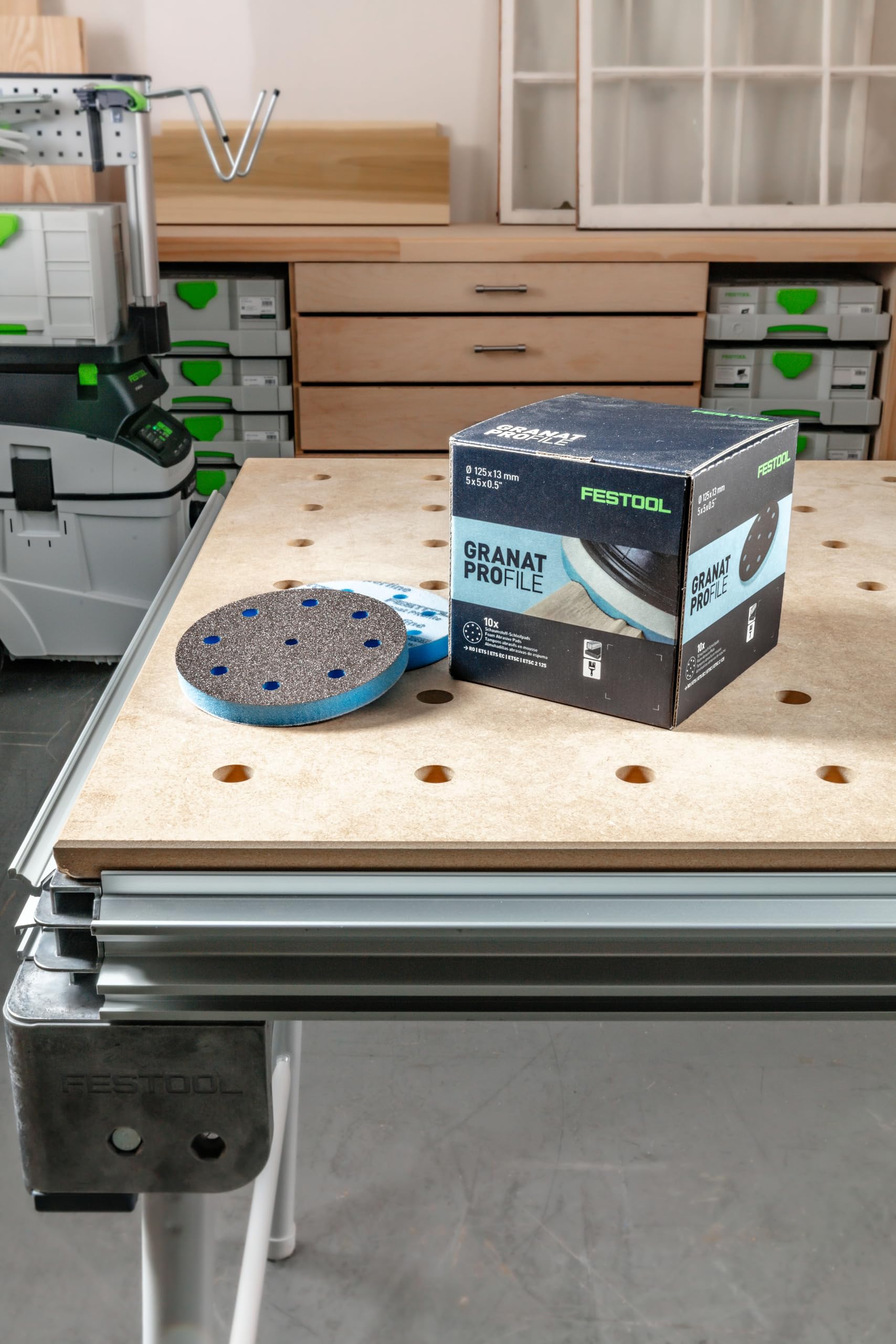 Festool Granat PRO 578799 Lot de 10 disques abrasifs profilés en mousse flexible pour contours, moulures et surfaces incurvées 125 mm Grain mélangé Dos en mousse 1,27 cm