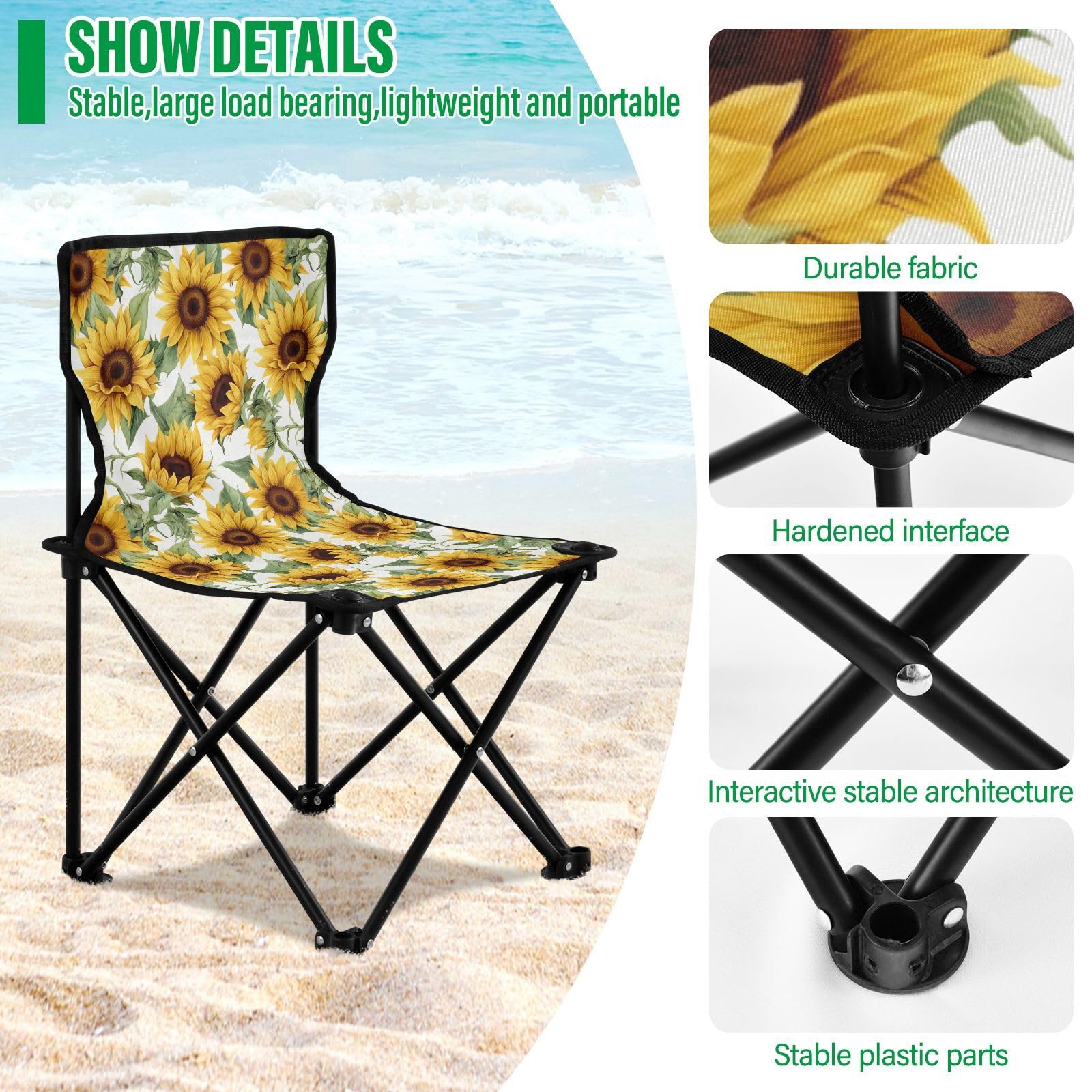 Amazon.com: Outdoor Folding Sunflower Floral Camping Chairs for