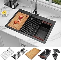 Vista 63 de Fregadero de barra negro, fregadero de cocina negro de montaje inferior de 15 pulgadas, fregaderos de cocina de 15 x 15 x 10 pulgadas, fregadero