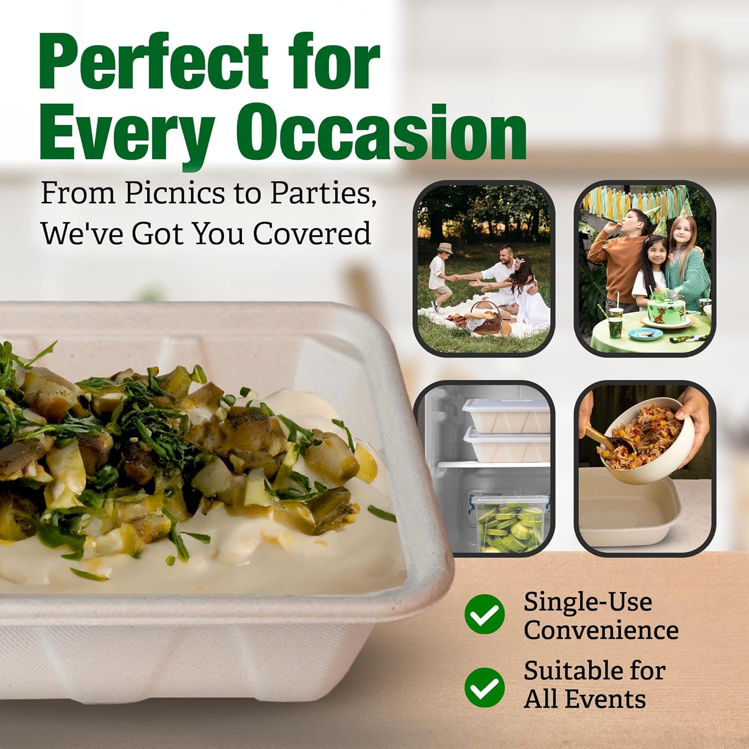 50 Pack 45 Oz Large Paper Bowls with Lids, Heavy Duty Compostable Paper Bowls for Party, Disposable Bowls Bulk Leakproof and Microwave Safe for Hot/Cold Use (45 OZ) - Image 6