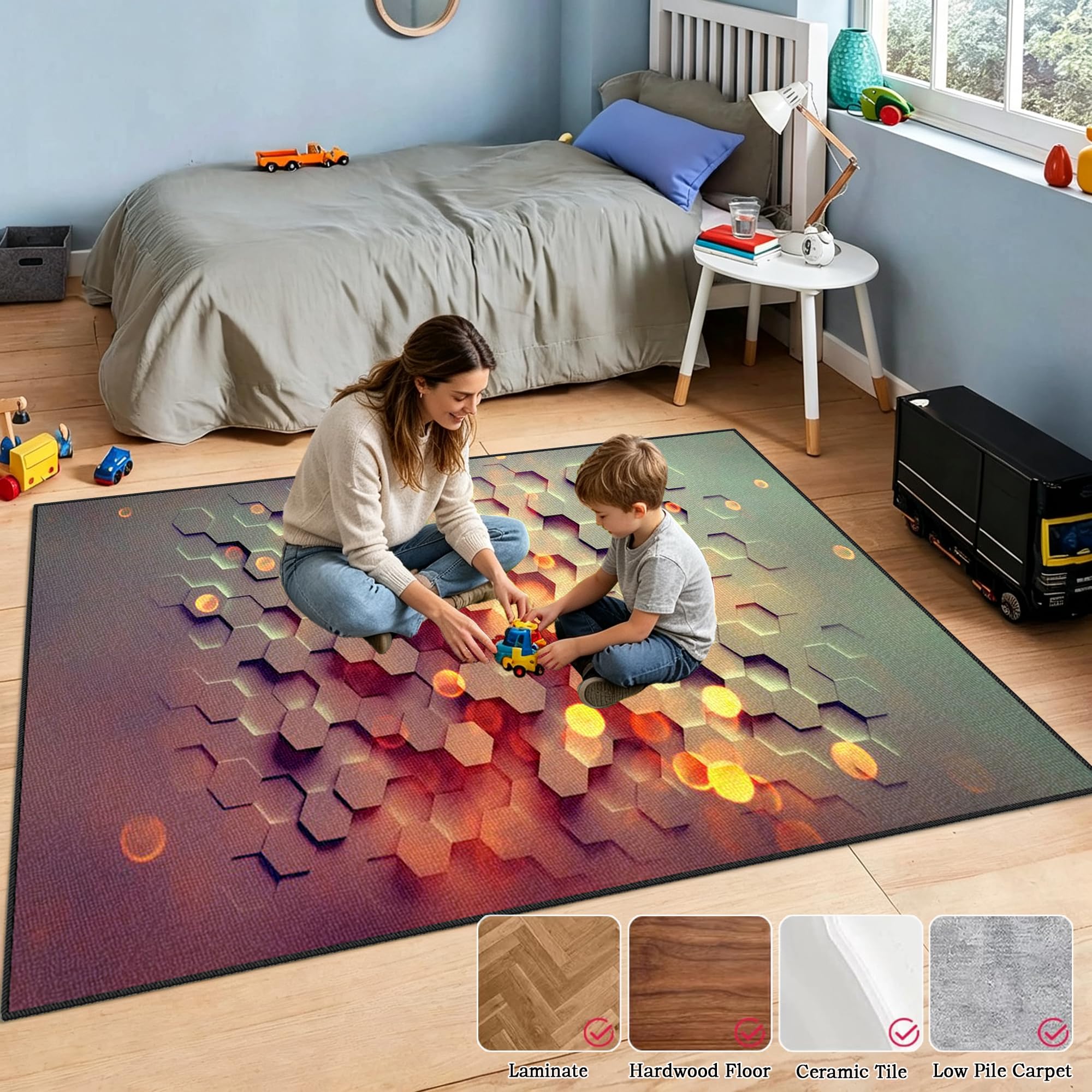 Mata do zabawy do pokoju chłopięcego, mata dla graczy, antypoślizgowa mata na krzesło do gier, mata do zabawy do dekoracji pokoju zabaw, mata ochronna na podłogi 80 x 130 cm / 31,50 x 51,18 cala