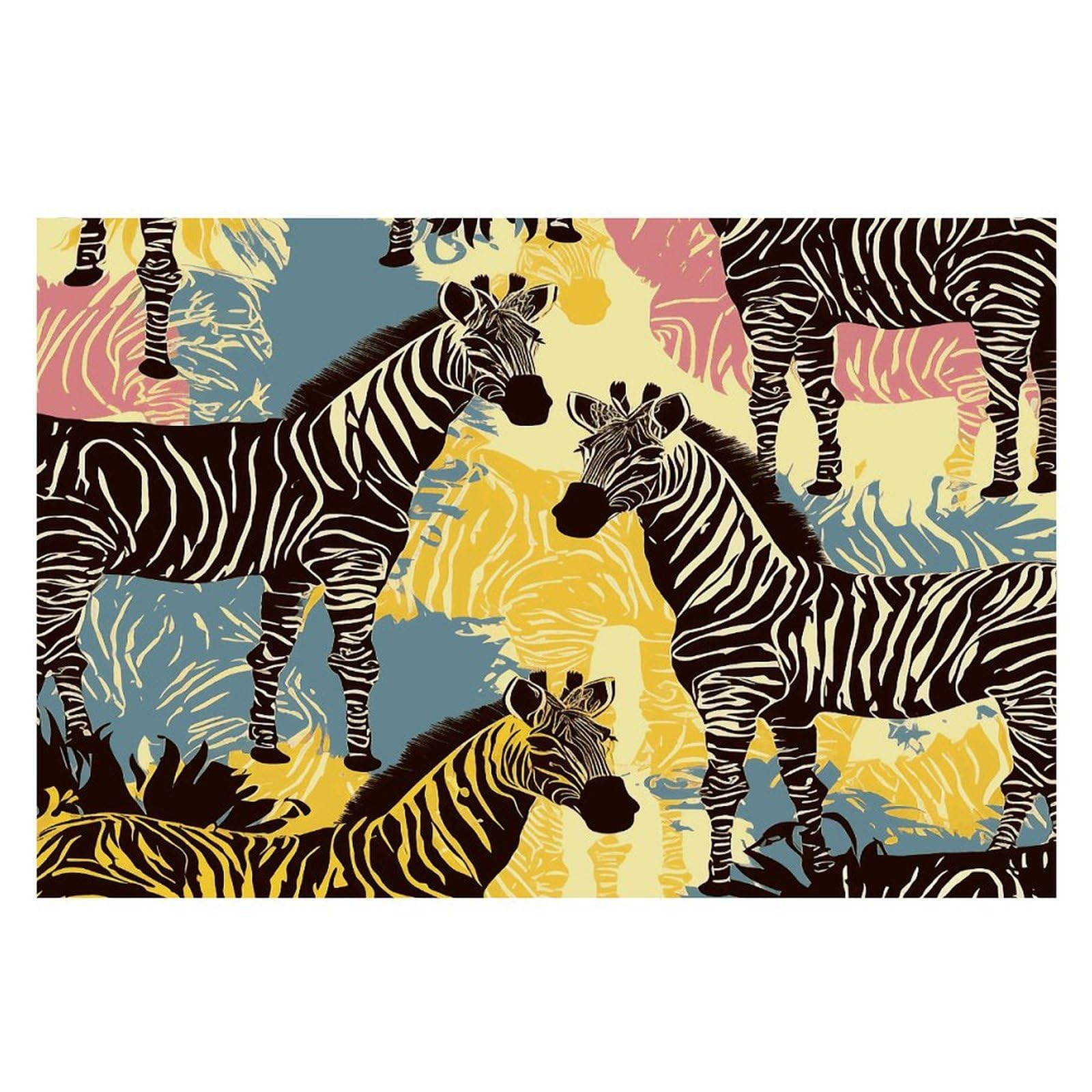 Giraffe and Zebra Placemats Heat-Resistant Washable Place Mats Anti Slip Dining Table Place Mats Wipeable Dining Table Mats Kitchen Decoration Placemats 17.7’’×11.8’’